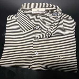 Black and Tan Striped Polo Shirt